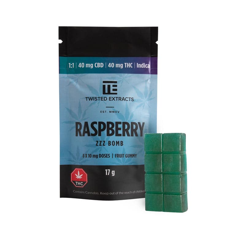 1 to 1 CBD to THC Raspberry Jelly Bomb from Twisted Extracts