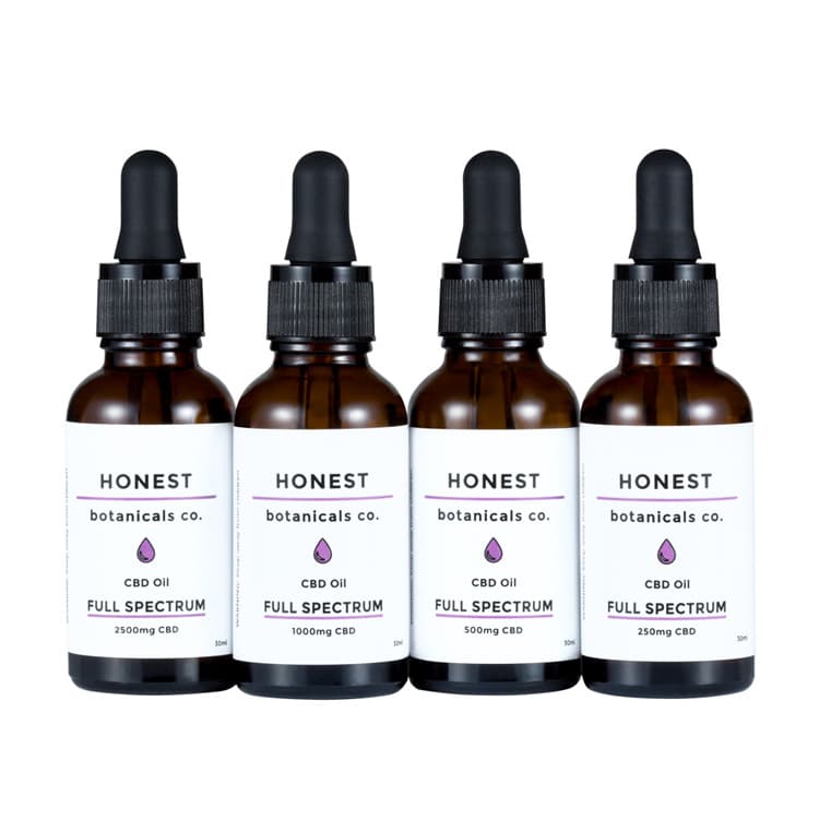 2500mg, 1000mg, 500mg, & 250mg Full Spectrum CBD Oil Honest Botanicals