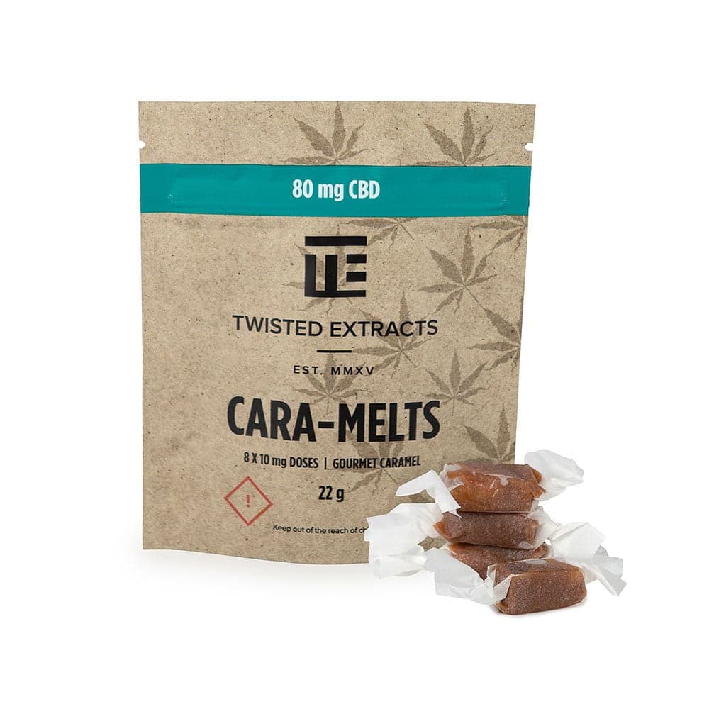 CBD Cara-Melts package by Twisted Extracts, 80mg CBD caramels (8 x 10mg)