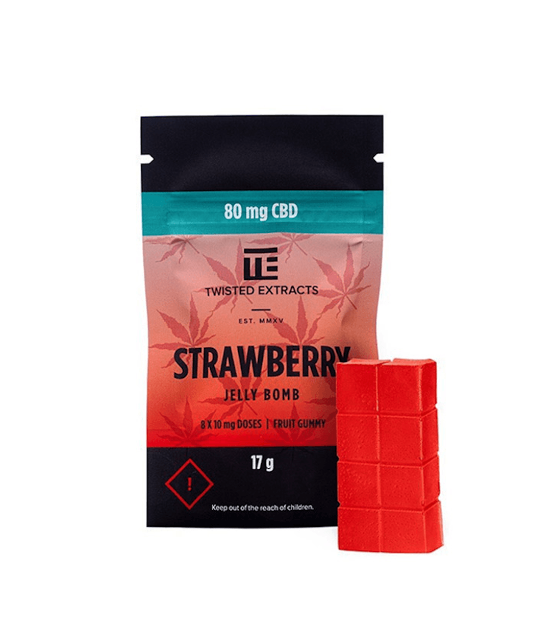 Twisted Extracts CBD Jelly Bomb — Strawberry flavour bottle