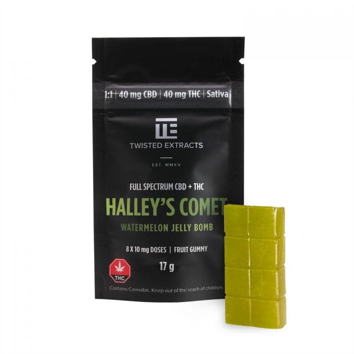 Halley's Comet Watermelon Jelly Bomb by Twisted Extracts, 40mg THC + 40mg CBD