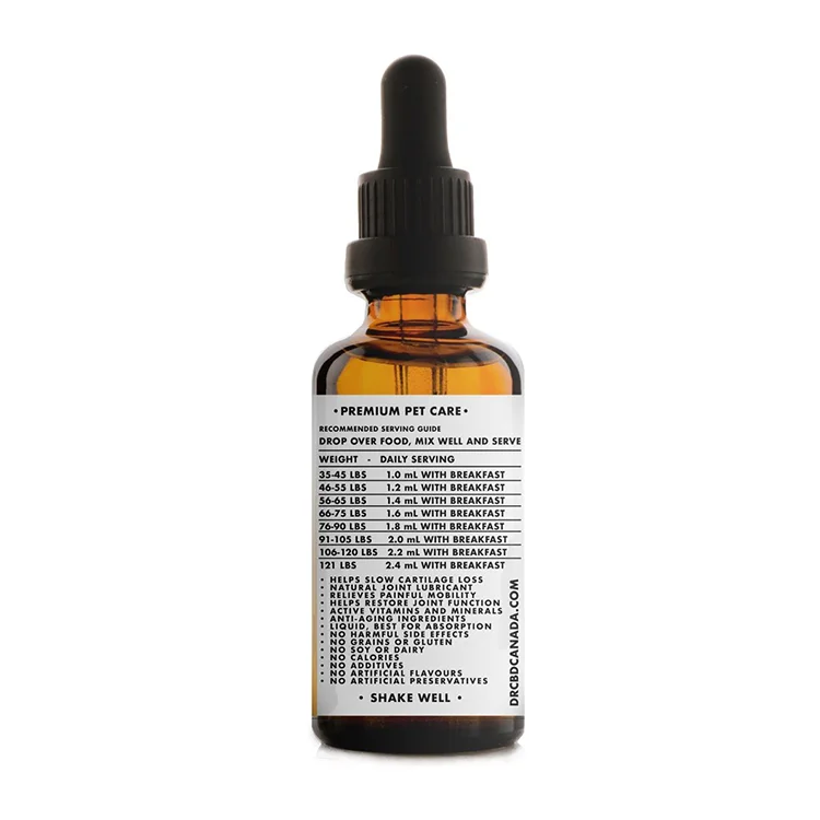 CBD Oil with Glucosamine from Doggo - Back of bottle