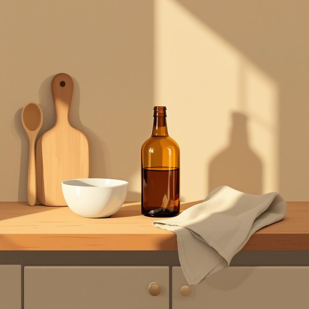 Wellness products arranged on a kitchen counter